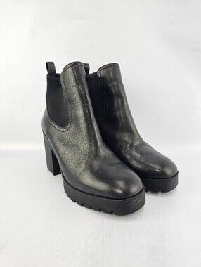 ALDO Leather Chelsea Platform Pull-on Ankle Boots Black Women's Size 9